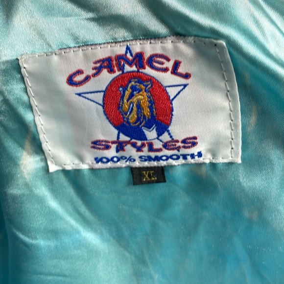 Vintage Black Suede Camel Bomber Jacket XL Advertising - Picture 6 of 9